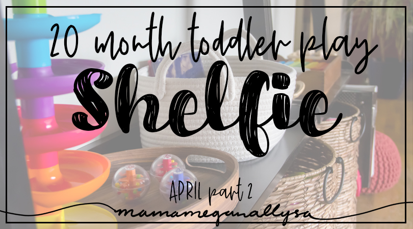 title card for toddler play shelfie