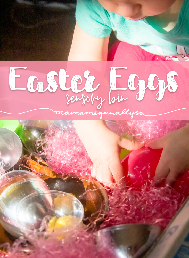 a pin images that reas Easter Egg Sensory Bin