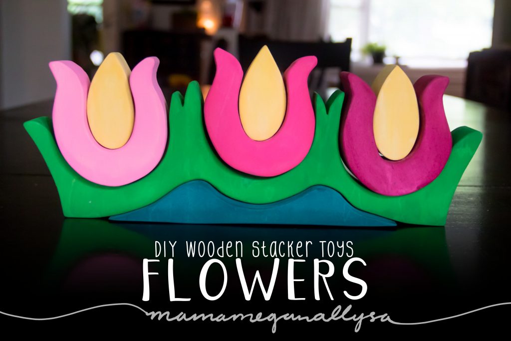 DIY stacker Toys : The Flowers : With a bright green base and a gradient of three pinks for the blooms of the flower