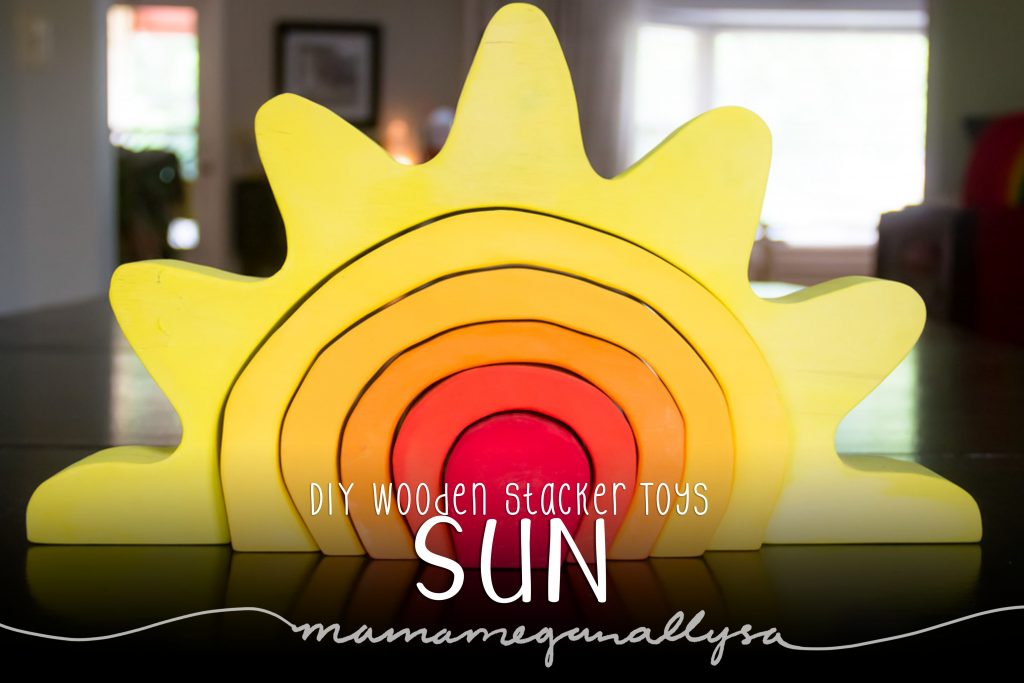 DIY stacker Toys : The Sun painted in a vivid red in the center to a pale yellow on the rays of sunshine