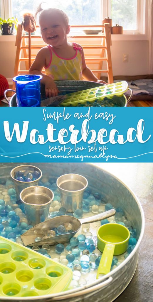 Our water bead sensory play is usually kept simple because the water beads are fun enough on their own!