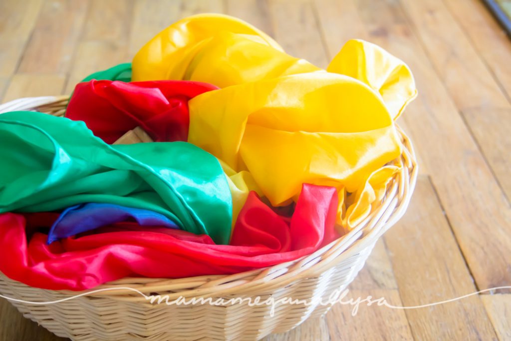 Play silks are such a great open ended toy, ours are always out and ready for use as dress up, blankets, tents, dance scarves and so much more.