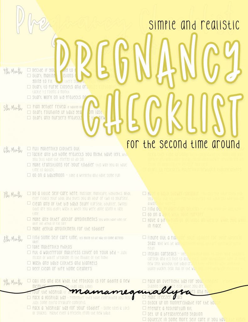 a simple and strait forward checklist for things to get done before your second baby arrives