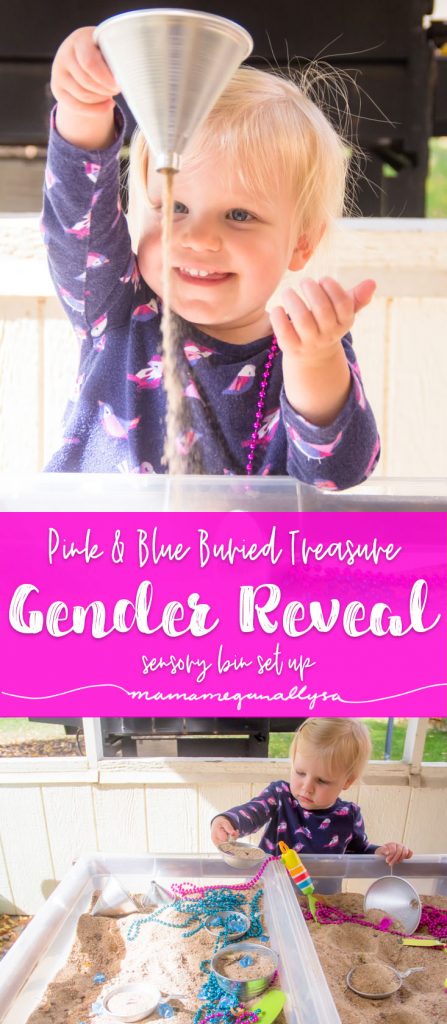 Our Gender Reveal Sensory Bin uses the classic combo of pink and blue and a long standing kid favorite. SAND!
