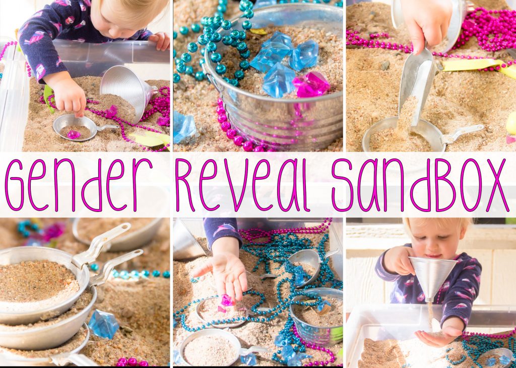 Our Gender Reveal Sensory bin was a great way to add some fun for the littles at our party and it has proven to be fun long after!