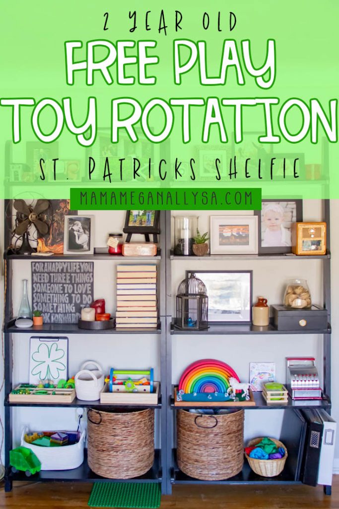 A St. Patrick's Day Toy Rotation for a 2.5 year old with lots of green, rainbows and even some leprechaun gold to play with!