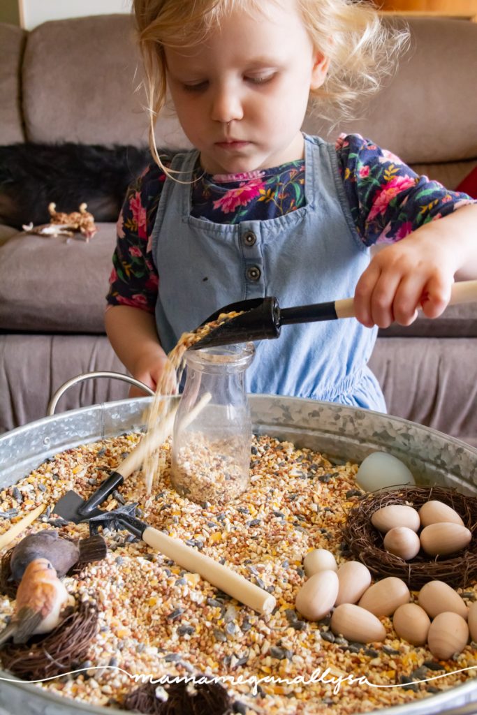 a scoop and jar offer great fine motor  practice 