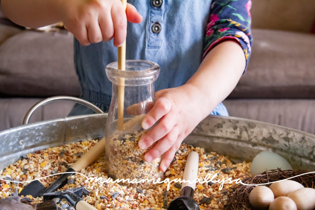 Lately all our sensory play has been cooking and we always need a stir stick. 