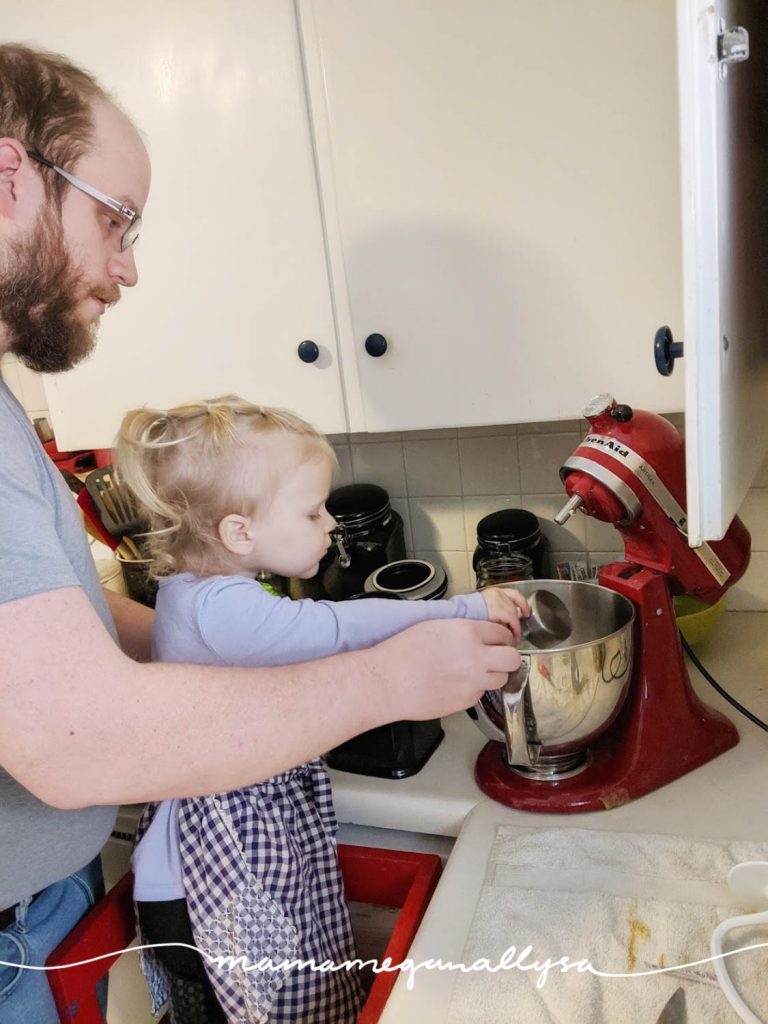 Cooking is always a great toddler activity. Just allow for extra time and extra mess but worth it in the end!