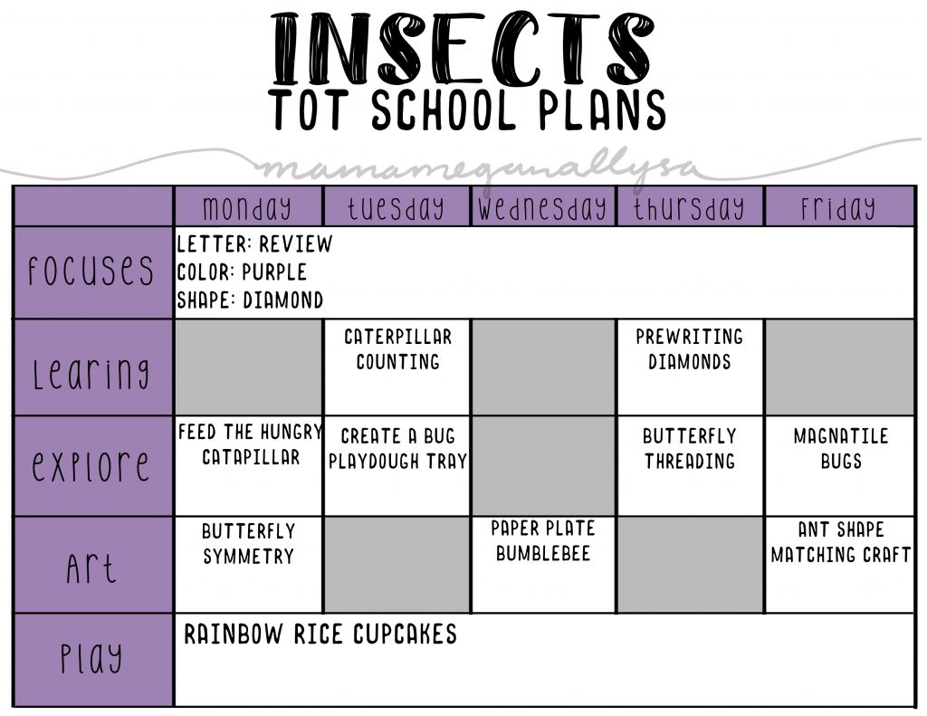 Our Insect Tot School will talk a lot about caterpillars and butterfly, as well as bumblebees and ants!