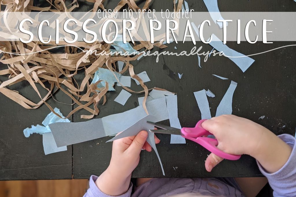 Our current favorite toddler activities include cutting and gluing with no end project in mind, just a simple exploration of the tools