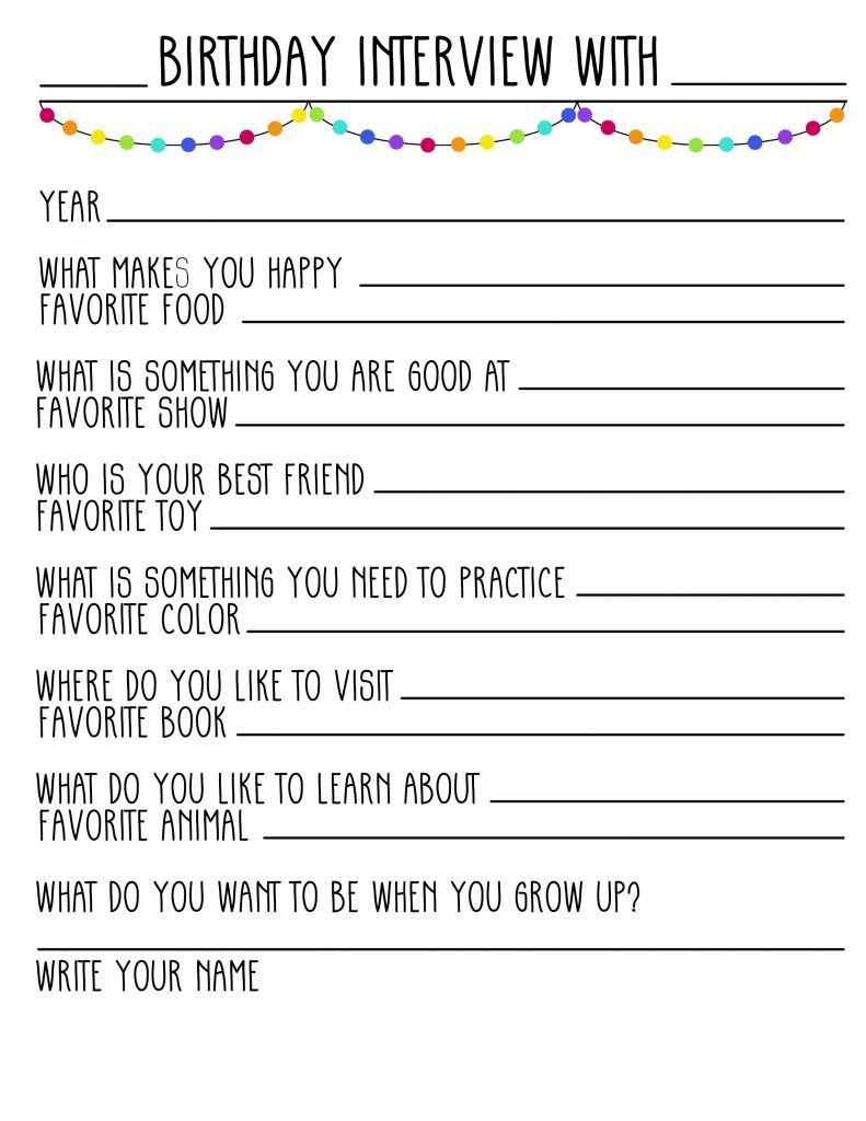 A Birthday Interview is a great way to document the little things that make your kid special and even better is the ability to look back each year and see what changes!