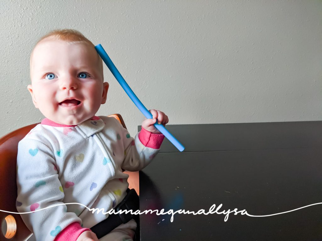 Silicone straws make great teething toys for your 3 -6 month playtime!