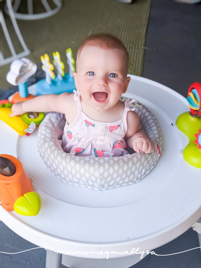 An activity table can be a wonderful option for 3 -6 month playtime so long as you don't overuse it!