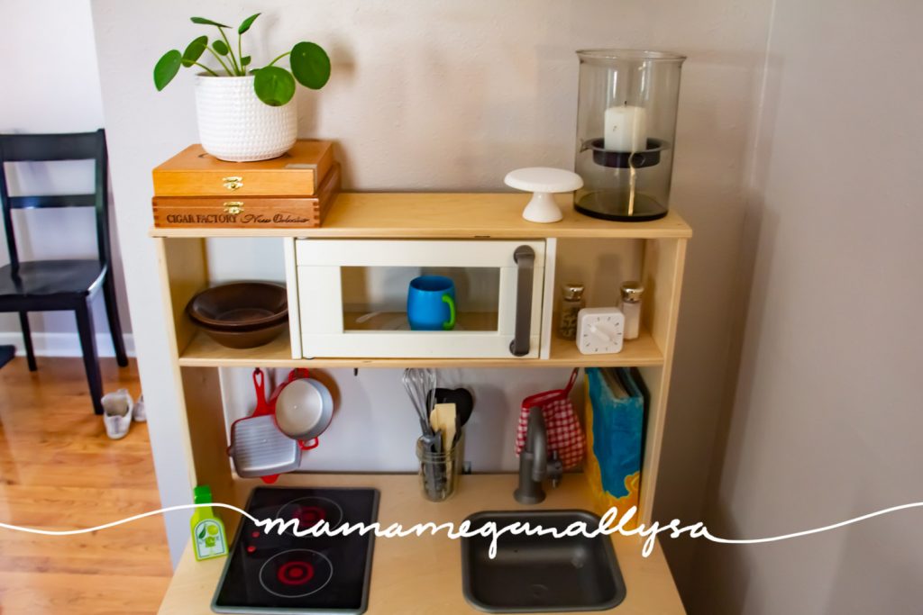 Never underestimate the power of a simple play kitchen as long as you have a few good accessories to make it feel real.