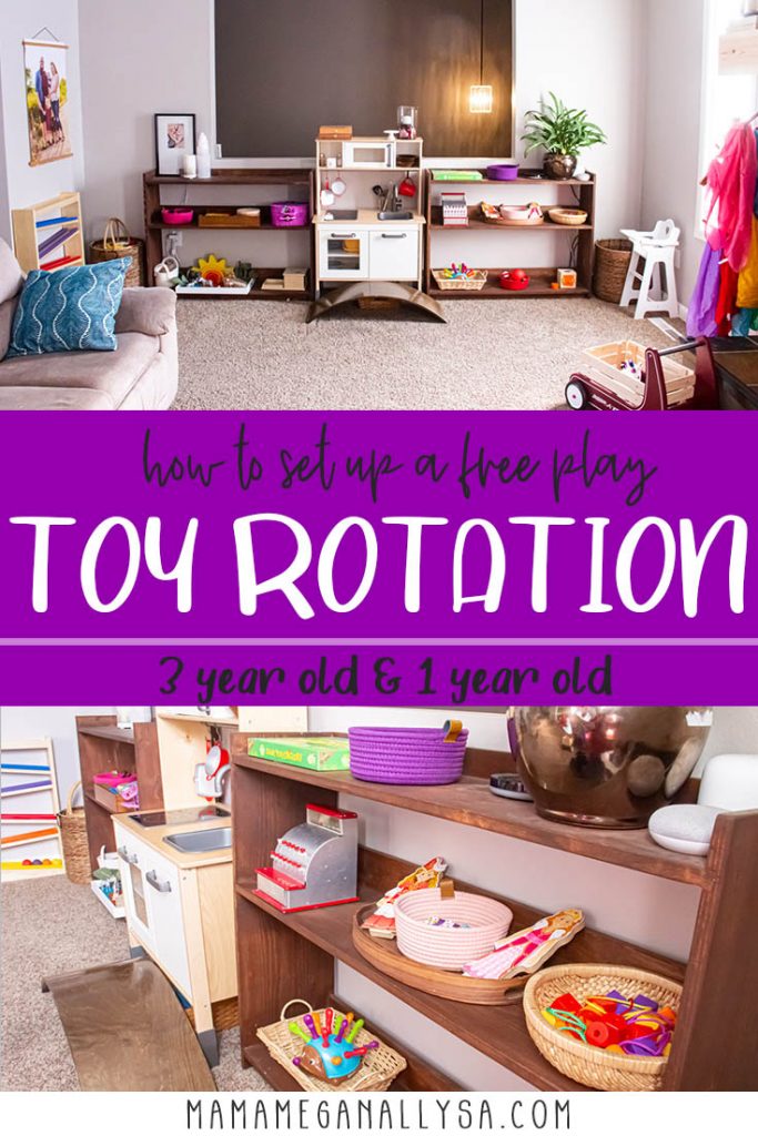 a pin image that says how to set up a free play toy rotation 3 year old and 1 year old