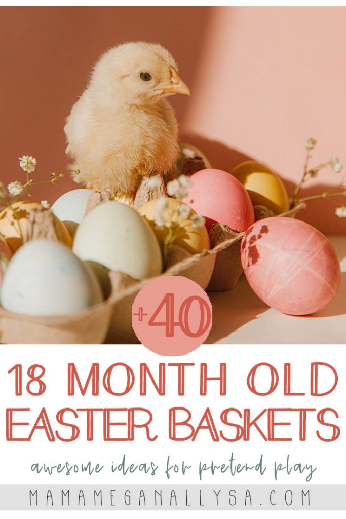 a pin image that reads 18 month old easter baskets