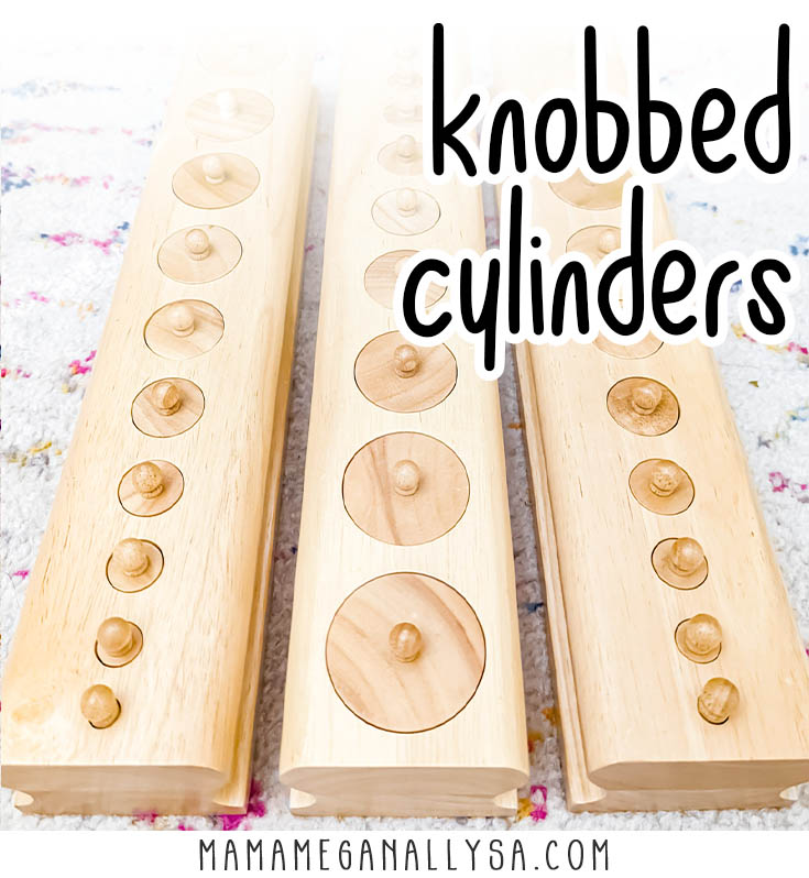 3 wooden puzzles with varying sizes of cylinder peices with tiny knobs on each cylinder